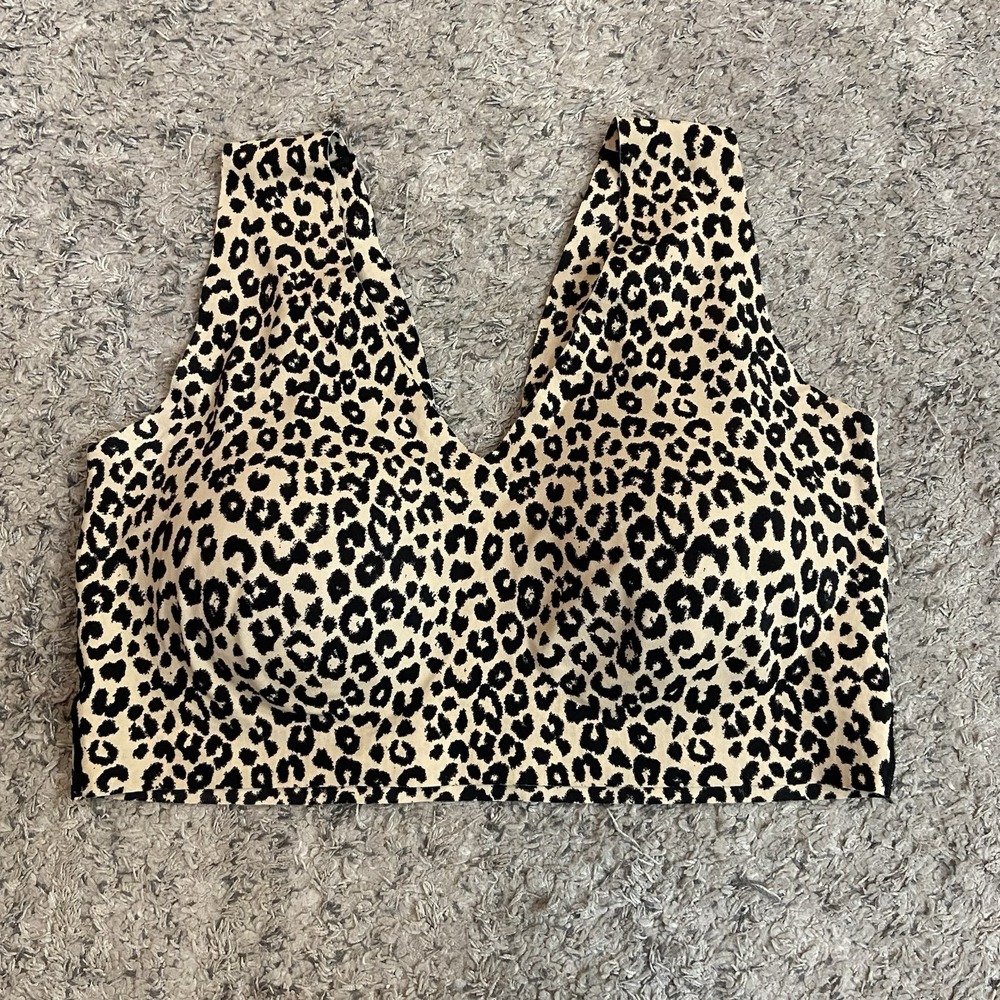 Van Winkle & Co Bralette Top Womens Large Beige Leopard Seamless Padded Wireless